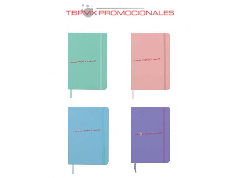 Libreta poliuretano 90 hojas rayadas tono pastel tiramisu promocional