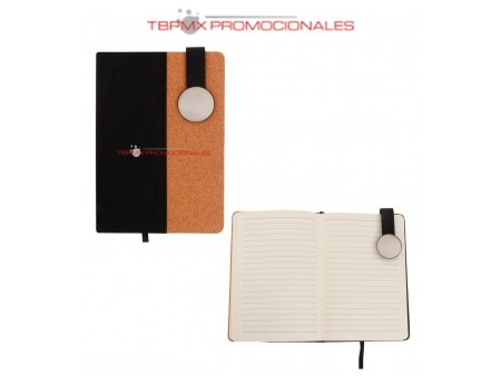 Libreta poliuretano detalle corcho broche magnetico 98 hojas rayadas alder promocional