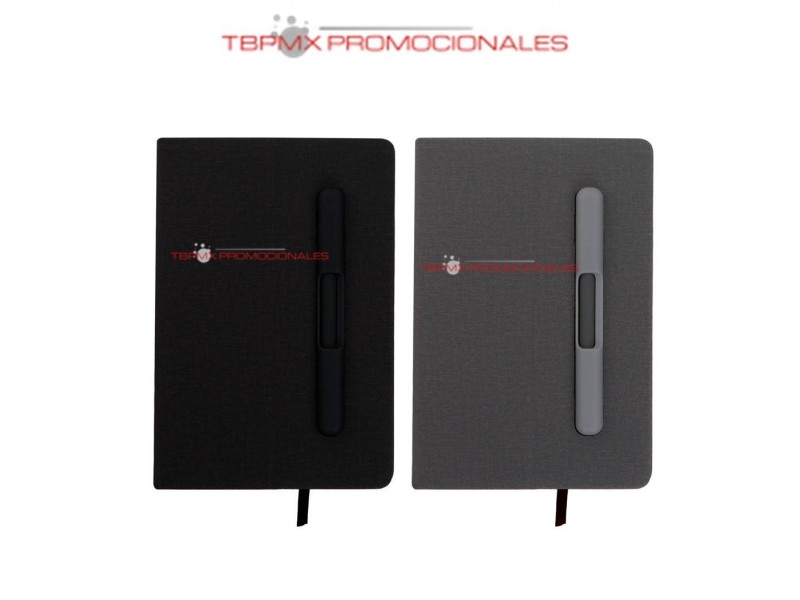 Libreta poliuretano 98 hojas rayadas boligrafo portada ajustable porta celular briva promocional