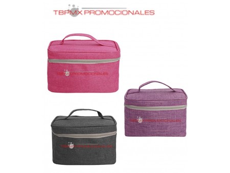 Cosmetiquera poliester rectangular doble compartimento praga promocional