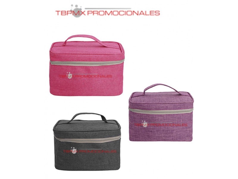 Cosmetiquera poliester rectangular doble compartimento praga promocional