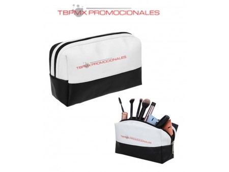 Neceser vinil bicolor blanc poliester promocional