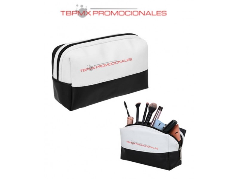 Neceser vinil bicolor blanc poliester promocional