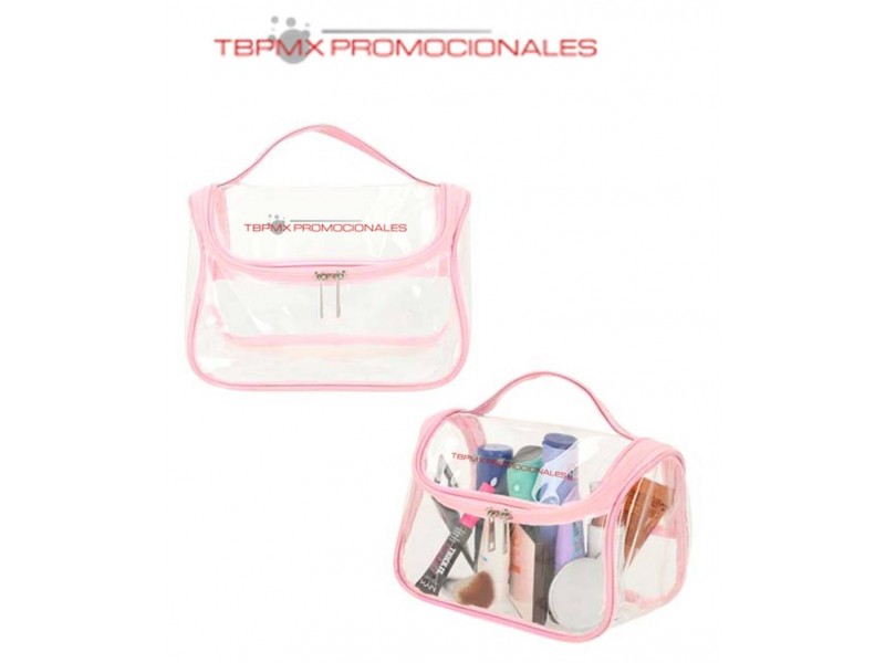 Cosmetiquera plastico transparente doble cierre lucy promocional