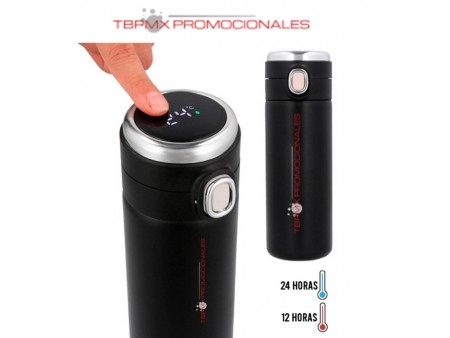 Termo acero inoxidable 330 ml doble pared tapa seguridad digital smart promocional