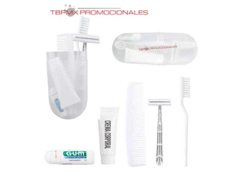 Kit de viaje rastrillo crema pasta dentral peine rabigh promocional