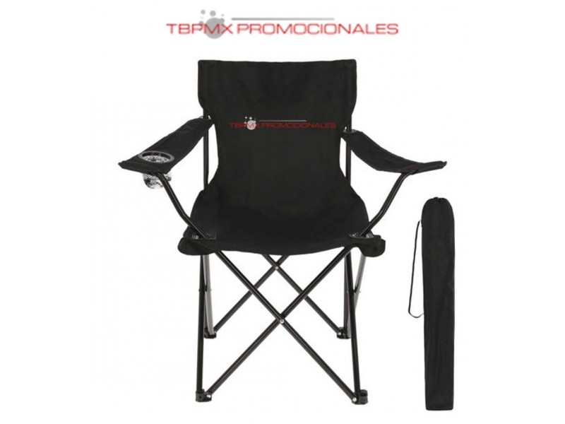 Silla plegable poliester con reposabrazos porta vasos de malla harrison promocional