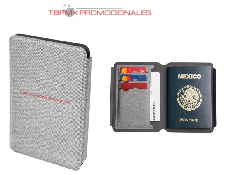 Porta pasaporte curpiel cierre magnetico giris promocional