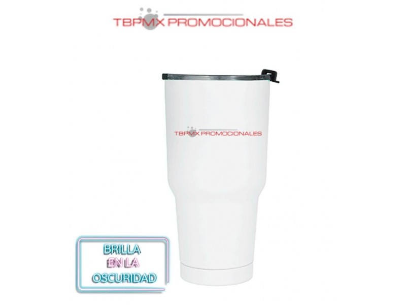 Vaso termico acero inoxidable 870 ml doble pared brilla en oscuridad tapa jelly promocional