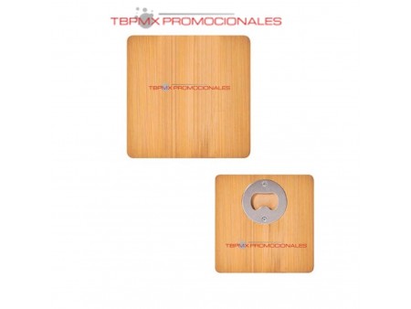 Portavasos de bambu con destapador hout promocional