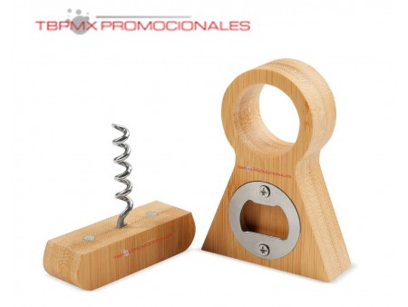 Soporte sacacorchos destapador de bambu rodano promocional