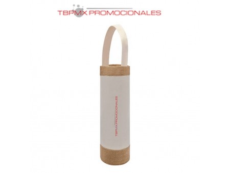Porta botellas bolsa asa circular yute algodon xanic promocional