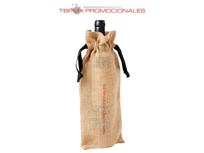 Porta botellas yute jareta liston roset promocional