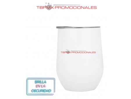 Termo acero inoxidable 350 ml doble pared brilla oscuridad tapa flubber promocional