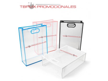 Bolsa de pvc transparente con fuelle bordes a color gift promocional