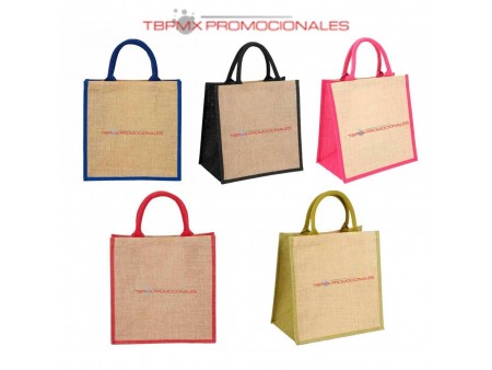 Bolsa de yute plastificado con fuelle sagres promocional
