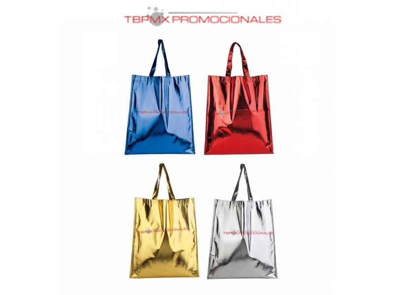 Bolsa metalizada con fuelle carnaval promocional