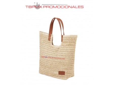 Bolsa de papja de papel tejido asas curpiel broche metalico cuzco promocional