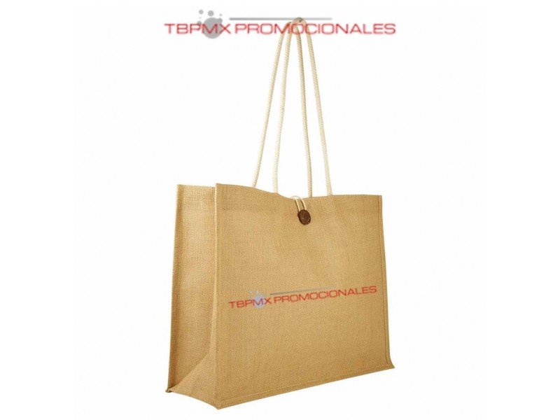 Bolsa ecologica yute plastificada boton de madera winter promocional