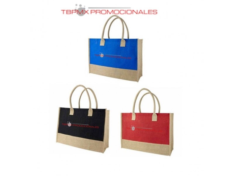 Bolsa ecologica de yute plastificado con fuelle torba promocional