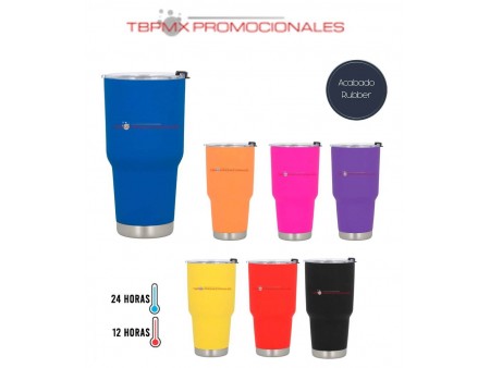Termo acero inoxidable 870 doble pared rubber tapa transparente cabanna promocional