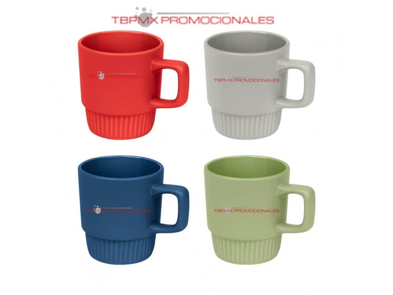 Taza de ceramica 300 ml acabado mate base texturizada radaid promocional