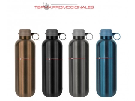 Termo acero inoxidable 650 ml doble pared acabado brillante tapa plastica con asa fanne promocional