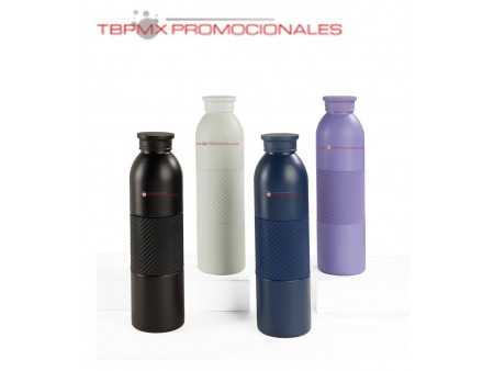 Termo acero inoxidable 600 ml doble pared con manga de silicon texturizado visok promocional