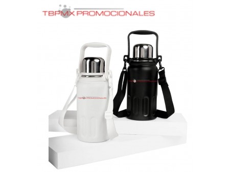 Termo acero inoxidable 1200 ml doble pared tapa metalica asa plegable asa poliester lank promocional