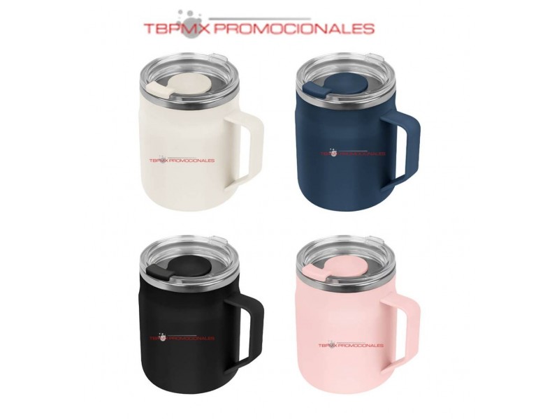 Taza tarro termica acero inoxidable 450 ml doble pared tapa plastica eyra promocional