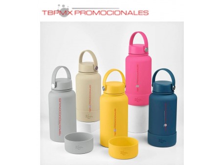 Termo acero inoxidable 700 ml doble pared acabado rubber manga silicon antiderrapante dugme promocional