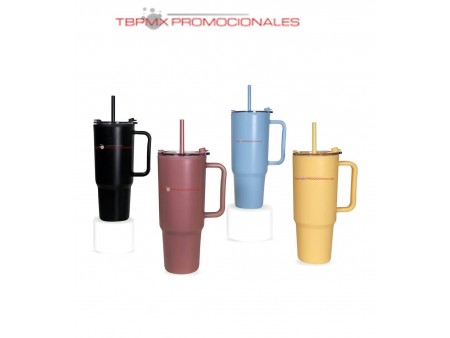 termo tarro acero inoxidable 1130 ml doble pared tapa popote velik promocional