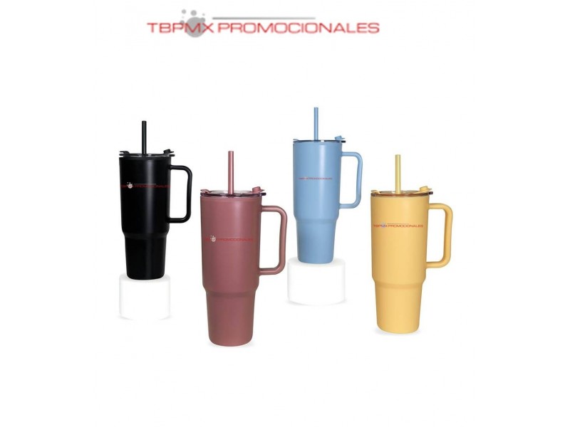 termo tarro acero inoxidable 1130 ml doble pared tapa popote velik promocional