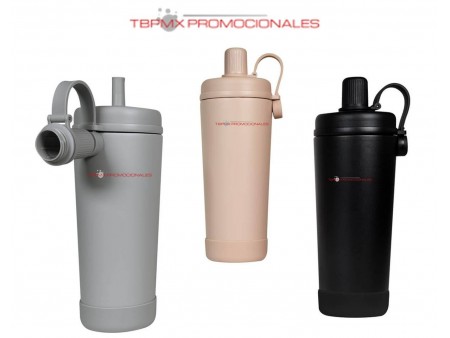 Termo acero inoxidable 800 ml doble pared tapa rosca con popote boisson promocional