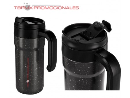 Termo tarro acero inoxidable 650 ml doble pared efecto brisado dots promocional