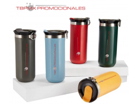 Termo acero inoxidable 450 ml doble pared tapa palstico aro metalico removible hachi promocional