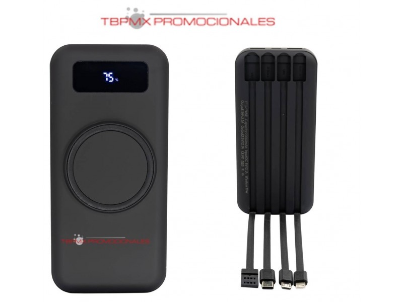 Power bank 20000 mah inalambrico pantalla led tipo c micro usb promocional