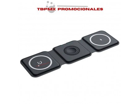 Cargador inalambrico QI 3 en 1 plegable promocional