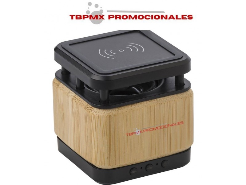 Bocina bluetooth cargador inalambrico QI bambu promocional
