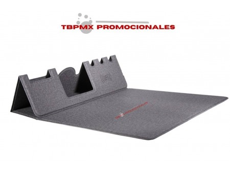 Mouse pad plegable impermeable con carga inalambrica promocional