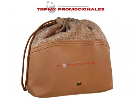 Cosmetiquera curpiel con jareta isabella promocional