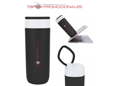 Termo acero inoxidable 480 ml doble pared chupon base cube promocional