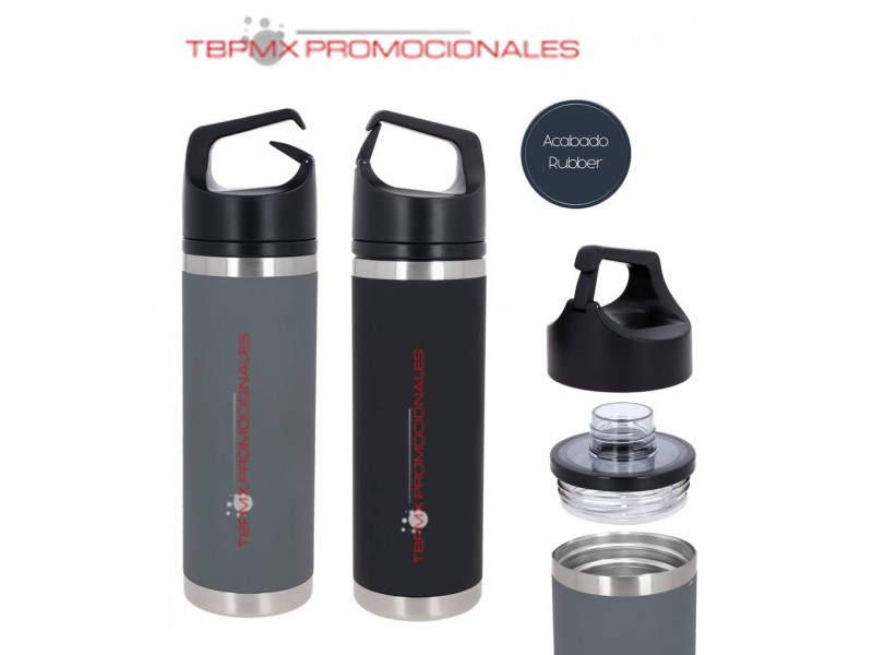 Termo acero inoxidable 550 ml doble pared rubber boquilla asa tipo arnes odessa promocional