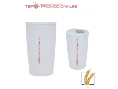 Termo ecologico fibra de trigo 480 ml doble pared tapa ise promocional