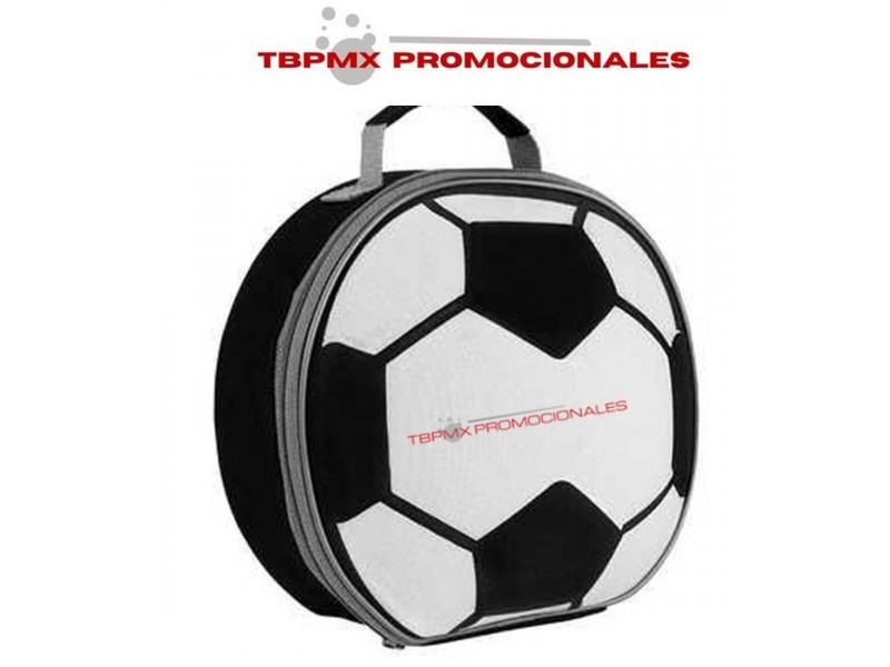 Lonchera termica plastificada forma balon soccer promocional