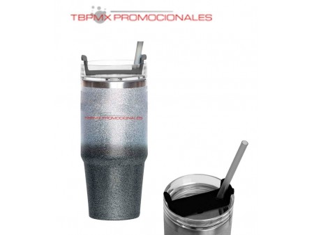 Termo acero inoxidable 650 ml doble pared glitter gloss promocional