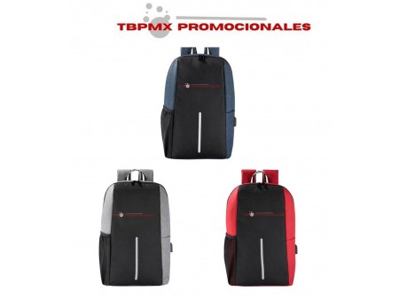 Mochila escolar ejecutiva porta laptop 16 pulgadas puerto usb poliester ligne promocional