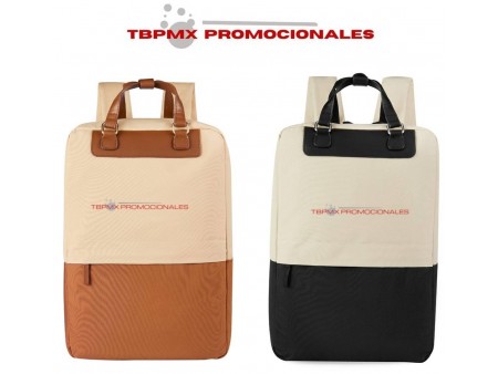 Mochila casual porta laptop 16 pulgadas curpiel poliester dublu promocional