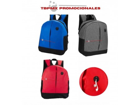 Mochila escolar poliester compartiemento audifonos keit promocional