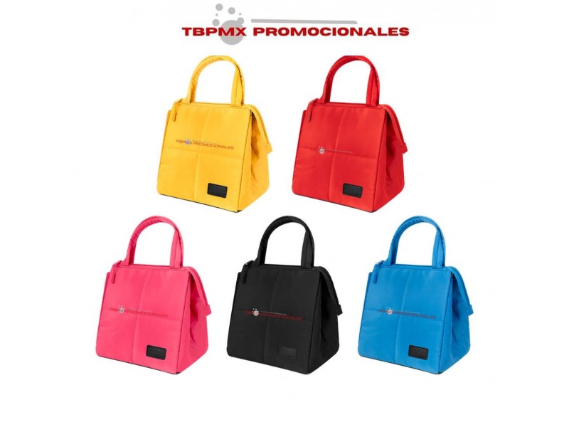Lonchera termica plastificada poliester acolchado capacidad 9 latas padi promocional
